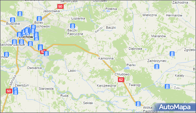mapa Kamionna gmina Łochów, Kamionna gmina Łochów na mapie Targeo
