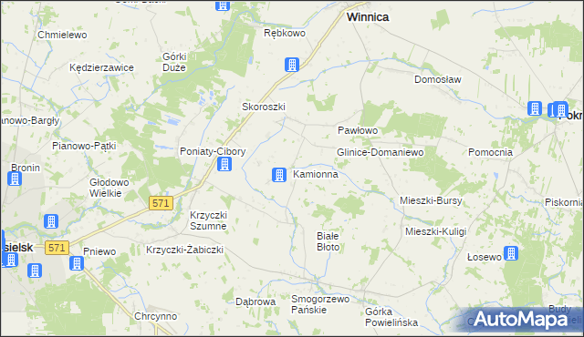 mapa Kamionna gmina Winnica, Kamionna gmina Winnica na mapie Targeo