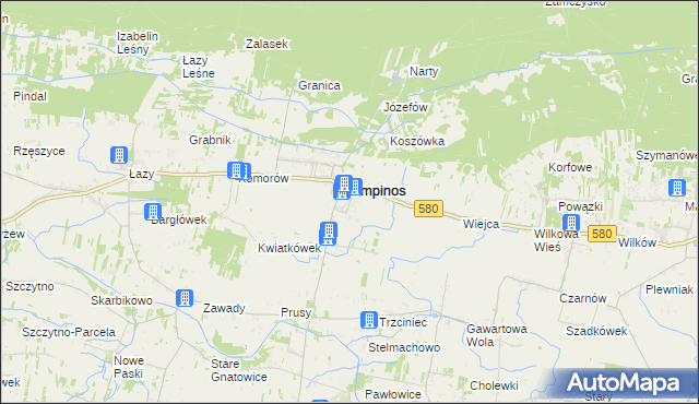 mapa Kampinos A, Kampinos A na mapie Targeo