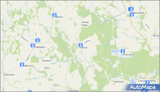 mapa Kania gmina Chociwel, Kania gmina Chociwel na mapie Targeo