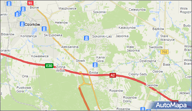 mapa Kania Góra, Kania Góra na mapie Targeo