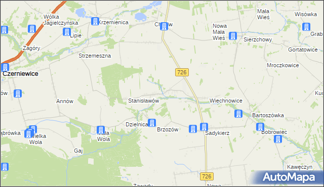 mapa Kanice gmina Rzeczyca, Kanice gmina Rzeczyca na mapie Targeo