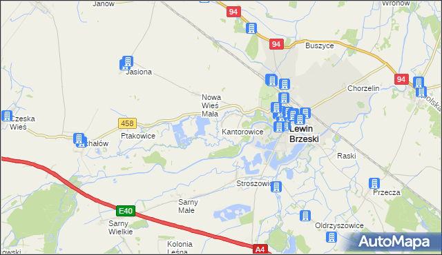 mapa Kantorowice gmina Lewin Brzeski, Kantorowice gmina Lewin Brzeski na mapie Targeo