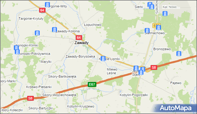 mapa Kapice-Lipniki, Kapice-Lipniki na mapie Targeo