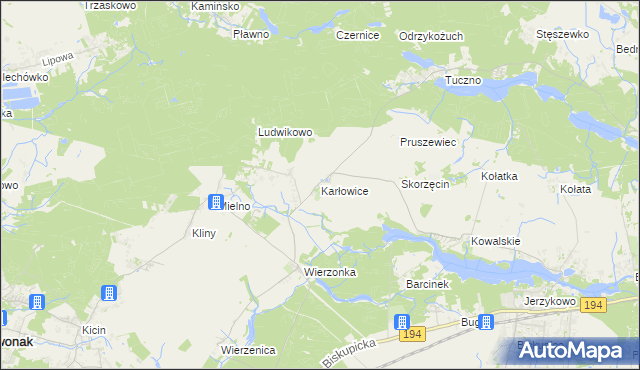 mapa Karłowice gmina Swarzędz, Karłowice gmina Swarzędz na mapie Targeo