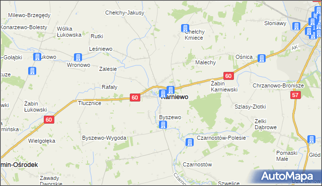 mapa Karniewo powiat makowski, Karniewo powiat makowski na mapie Targeo
