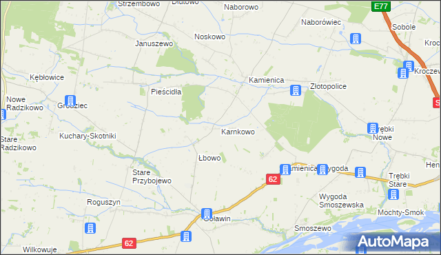 mapa Karnkowo gmina Czerwińsk nad Wisłą, Karnkowo gmina Czerwińsk nad Wisłą na mapie Targeo
