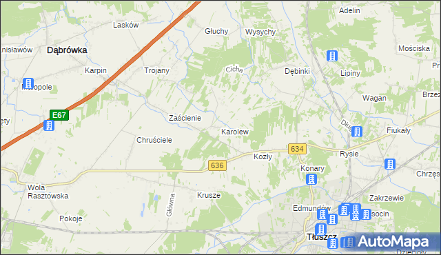 mapa Karolew gmina Dąbrówka, Karolew gmina Dąbrówka na mapie Targeo