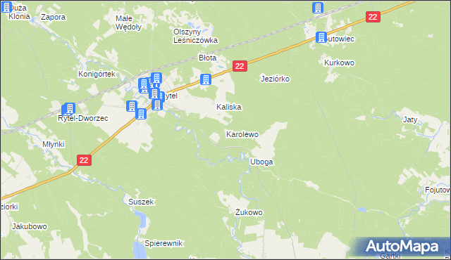 mapa Karolewo gmina Czersk, Karolewo gmina Czersk na mapie Targeo