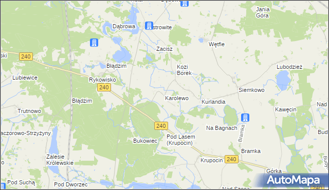 mapa Karolewo gmina Lniano, Karolewo gmina Lniano na mapie Targeo