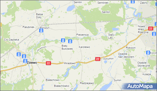 mapa Karolewo gmina Zblewo, Karolewo gmina Zblewo na mapie Targeo