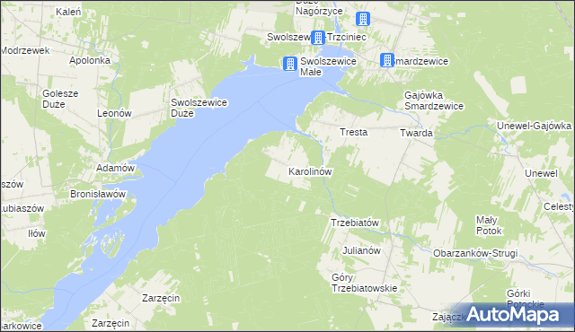 mapa Karolinów gmina Tomaszów Mazowiecki, Karolinów gmina Tomaszów Mazowiecki na mapie Targeo