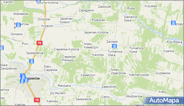 mapa Karolów gmina Chotcza, Karolów gmina Chotcza na mapie Targeo