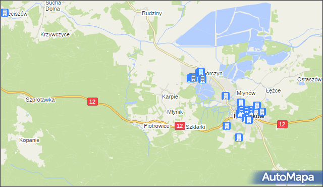 mapa Karpie, Karpie na mapie Targeo