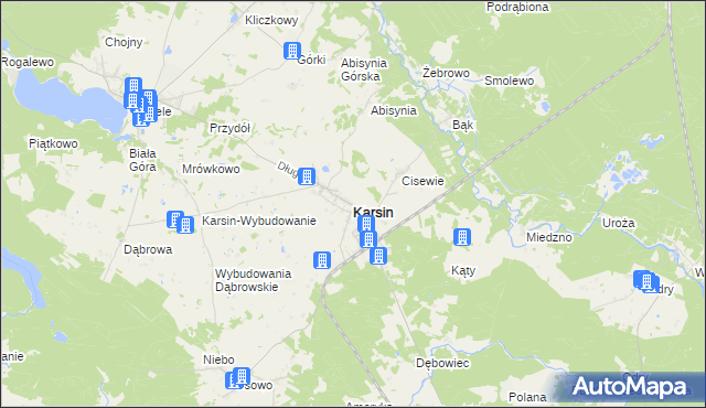 mapa Karsin powiat kościerski, Karsin powiat kościerski na mapie Targeo