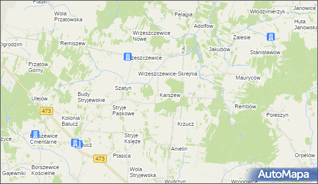 mapa Karszew gmina Łask, Karszew gmina Łask na mapie Targeo