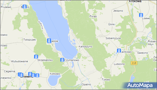 mapa Kartoszyno, Kartoszyno na mapie Targeo