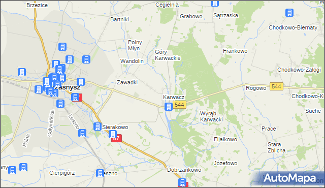 mapa Karwacz gmina Przasnysz, Karwacz gmina Przasnysz na mapie Targeo