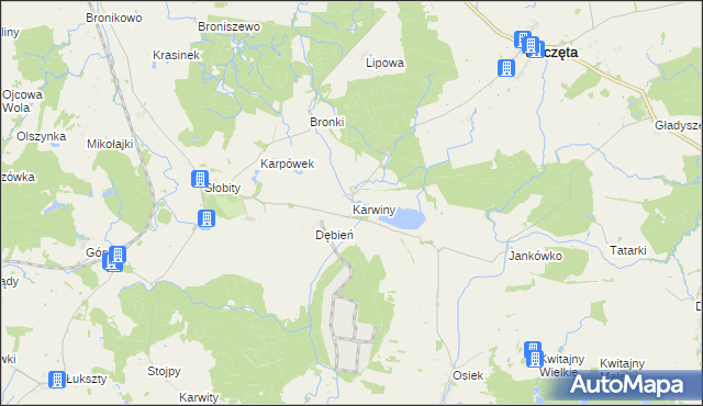 mapa Karwiny, Karwiny na mapie Targeo