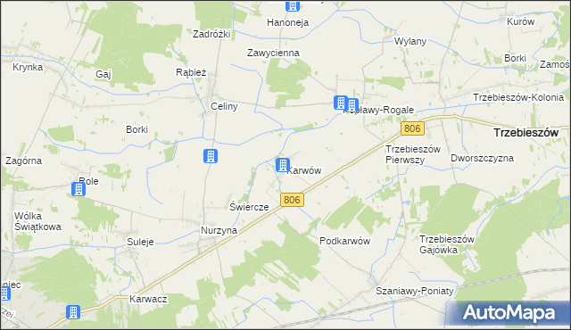 mapa Karwów gmina Trzebieszów, Karwów gmina Trzebieszów na mapie Targeo