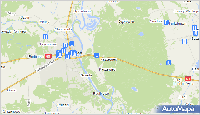 mapa Kaszewiec gmina Goworowo, Kaszewiec gmina Goworowo na mapie Targeo
