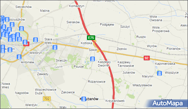 mapa Kaszewy Kościelne, Kaszewy Kościelne na mapie Targeo