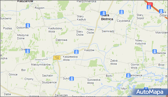 mapa Kaszów gmina Stara Błotnica, Kaszów gmina Stara Błotnica na mapie Targeo
