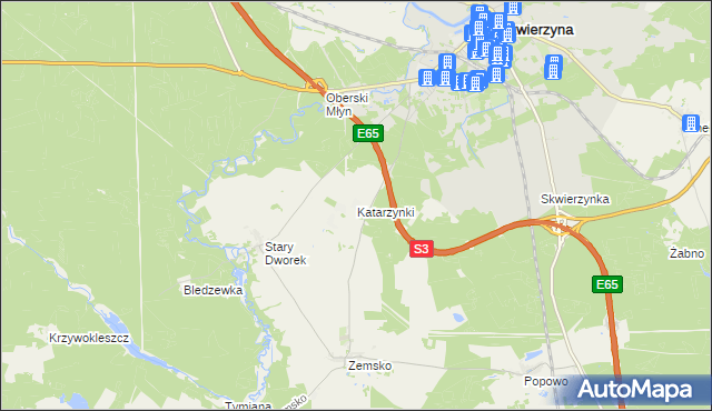 mapa Katarzynki gmina Bledzew, Katarzynki gmina Bledzew na mapie Targeo