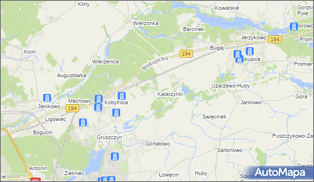 mapa Katarzynki gmina Swarzędz, Katarzynki gmina Swarzędz na mapie Targeo