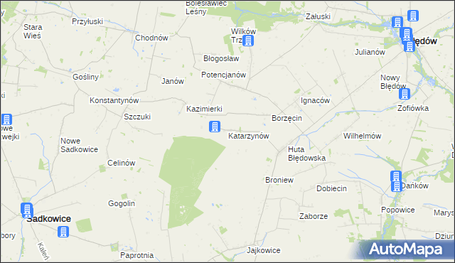 mapa Katarzynów gmina Błędów, Katarzynów gmina Błędów na mapie Targeo