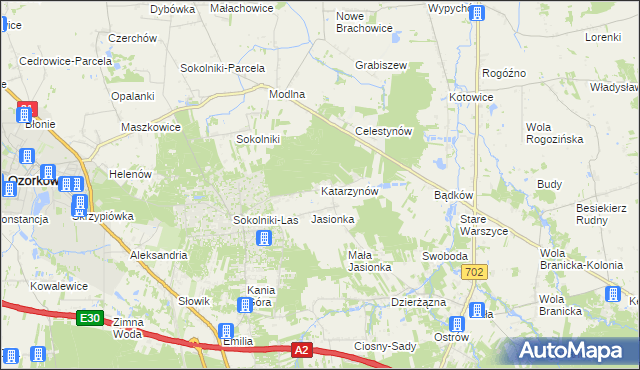 mapa Katarzynów gmina Ozorków, Katarzynów gmina Ozorków na mapie Targeo