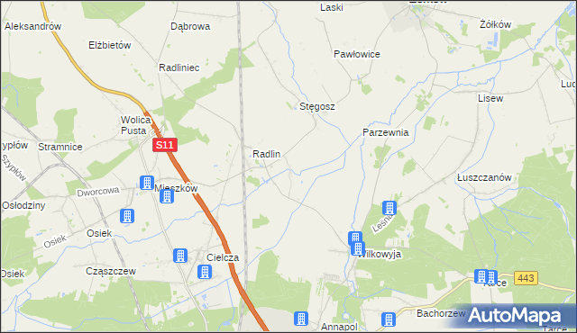 mapa Kąty gmina Jarocin, Kąty gmina Jarocin na mapie Targeo