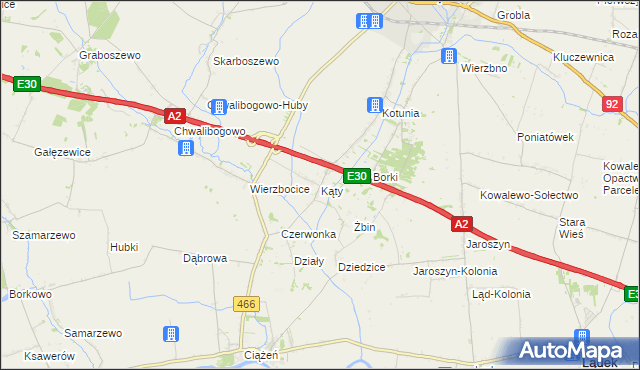 mapa Kąty gmina Słupca, Kąty gmina Słupca na mapie Targeo