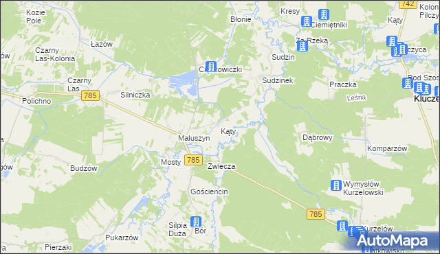 mapa Kąty gmina Żytno, Kąty gmina Żytno na mapie Targeo