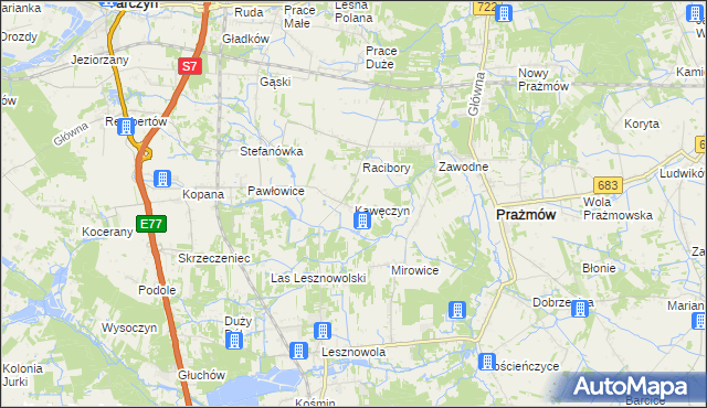 mapa Kawęczyn gmina Tarczyn, Kawęczyn gmina Tarczyn na mapie Targeo