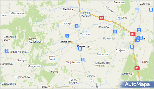 mapa Kawęczyn powiat turecki, Kawęczyn powiat turecki na mapie Targeo