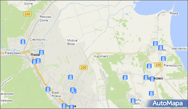 mapa Kazimierz gmina Kosakowo, Kazimierz gmina Kosakowo na mapie Targeo