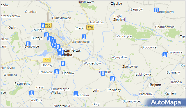 mapa Kazimierza Mała, Kazimierza Mała na mapie Targeo