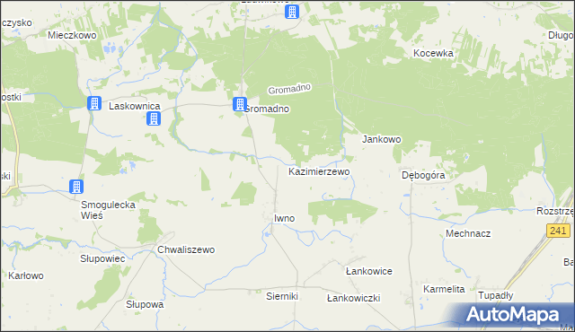 mapa Kazimierzewo gmina Kcynia, Kazimierzewo gmina Kcynia na mapie Targeo