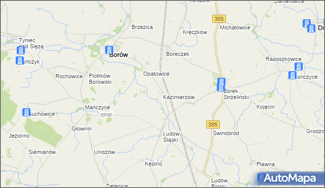 mapa Kazimierzów gmina Borów, Kazimierzów gmina Borów na mapie Targeo
