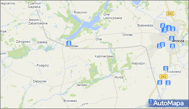 mapa Kaźmierzewo gmina Mrocza, Kaźmierzewo gmina Mrocza na mapie Targeo