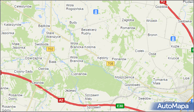 mapa Kębliny, Kębliny na mapie Targeo