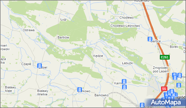mapa Kędzie gmina Żmigród, Kędzie gmina Żmigród na mapie Targeo