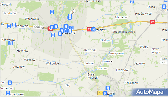 mapa Kędziorki, Kędziorki na mapie Targeo