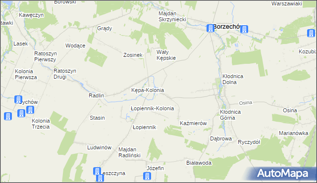mapa Kępa gmina Borzechów, Kępa gmina Borzechów na mapie Targeo