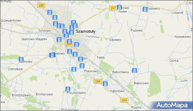 mapa Kępa gmina Szamotuły, Kępa gmina Szamotuły na mapie Targeo