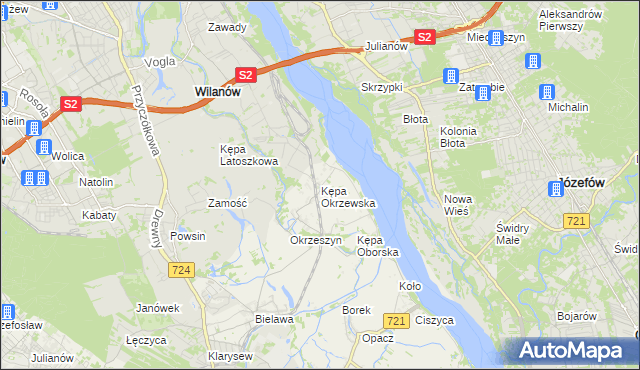 mapa Kępa Okrzewska, Kępa Okrzewska na mapie Targeo