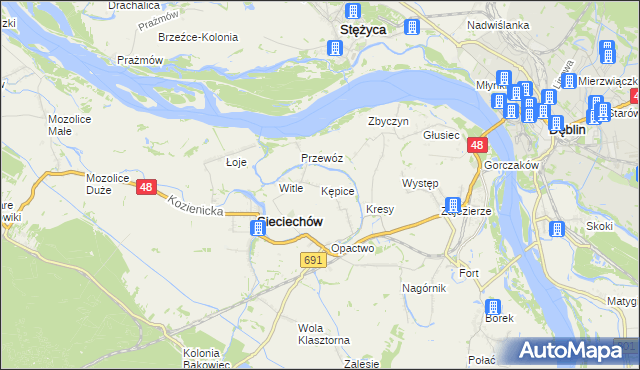 mapa Kępice gmina Sieciechów, Kępice gmina Sieciechów na mapie Targeo