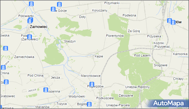 mapa Kępie gmina Kozłów, Kępie gmina Kozłów na mapie Targeo