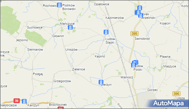 mapa Kępino gmina Borów, Kępino gmina Borów na mapie Targeo
